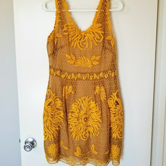 Yoana Baraschi Honeycomb Yellow Lace Dress 8 - Picture 6 of 8